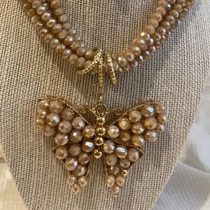 Handmade necklace and earrings, gold plated.